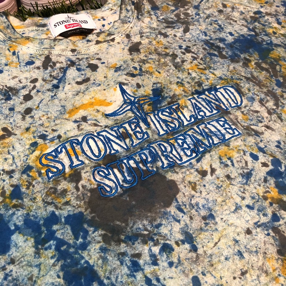 Supreme Stone Island Embroidered Logo S/S Top Blue